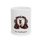 Personalized Balinese cat Halloween mug, 11oz white ceramic, with custom pet name on front