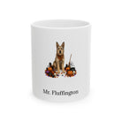 Personalized Berger Picard dog Halloween mug, 15oz white ceramic, with custom pet name on front