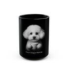 Personalized Bichon Frise black ceramic coffee mug with custom dog name