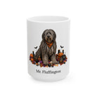 Angled Bergamasco dog Halloween mug with personalized pet name and fall design — image 3