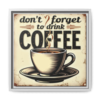 Brevity Brew Retro Coffee Wall Art – 14x14 Framed Matte Canvas Kitchen Decor