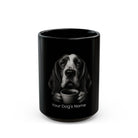 Personalized Basset Hound black ceramic coffee mug with custom dog name
