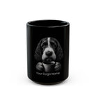 Personalized Grand Basset Griffon Vendéen black ceramic coffee mug with custom dog name