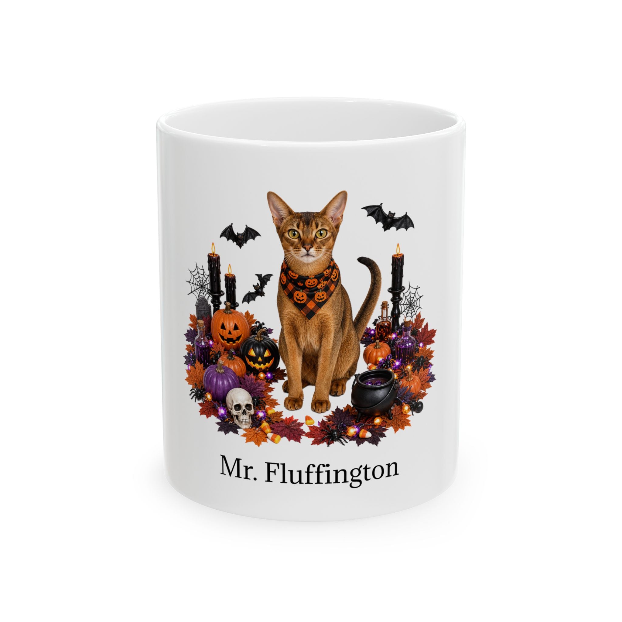 Personalized Abyssinian Cat Halloween Mug – Custom Name