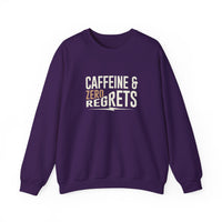 Caffeine & Zero Regrets Funny Coffee Sweatshirt | Gildan 18000 Crewneck
