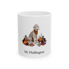 Personalized Bedlington Terrier dog Halloween mug, 15oz white ceramic, with custom pet name on front