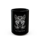 Personalized Shikoku black ceramic coffee mug with custom dog name