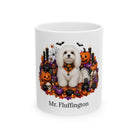 Personalized Maltese Halloween mug with custom dog name, front product view