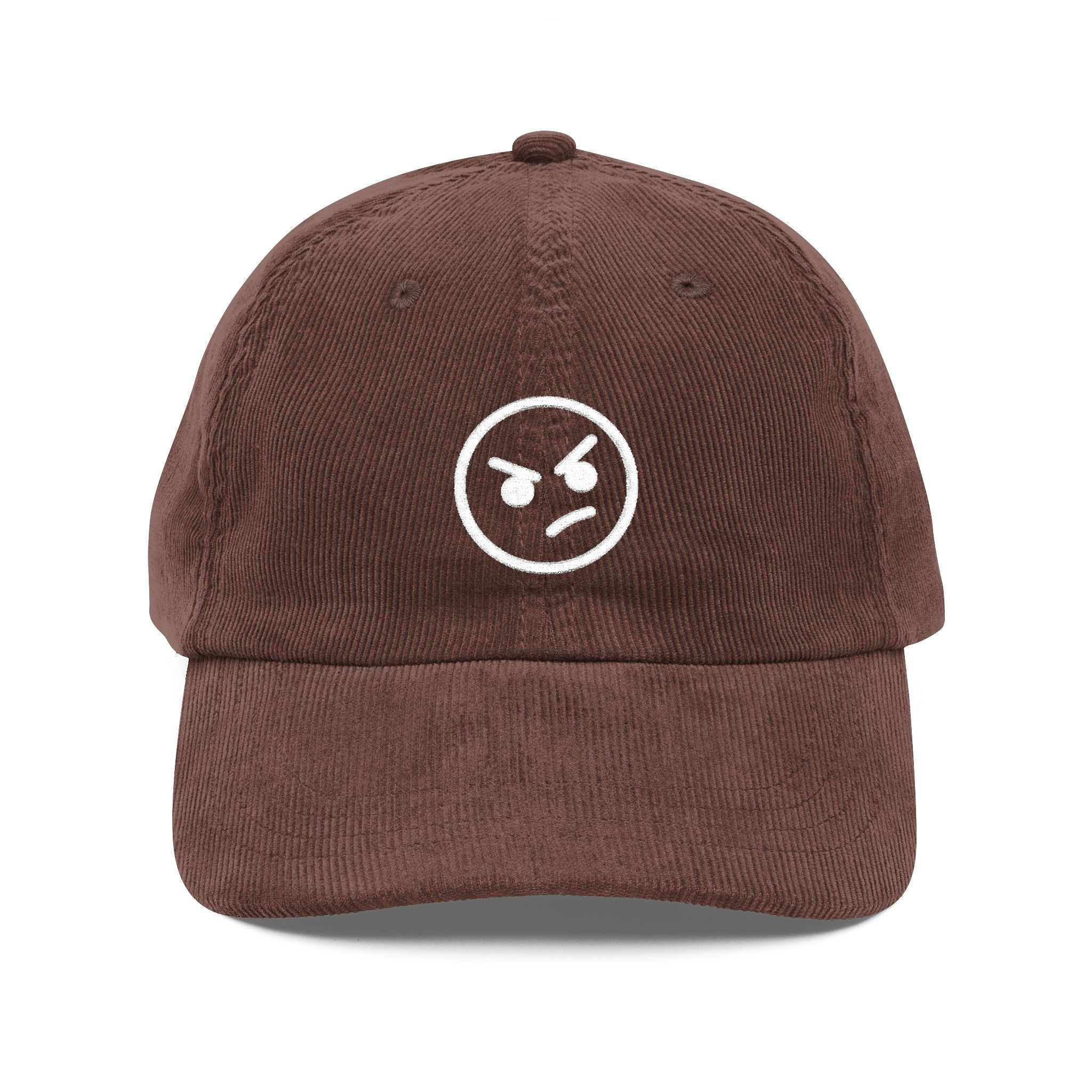 Mocha Mockery Mode Face - Premium Corduroy Dad Hat - Unstructured Retro Cotton Cap - Adjustable Vintage Style Baseball Hat