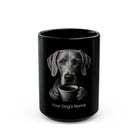 Personalized Weimaraner black ceramic coffee mug with custom dog name