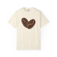 Comfort Colors Coffee Heart Shirt – Minimalist Coffee Bean Tee – Vintage Wash Aesthetic Top – Oversized Barista Gift