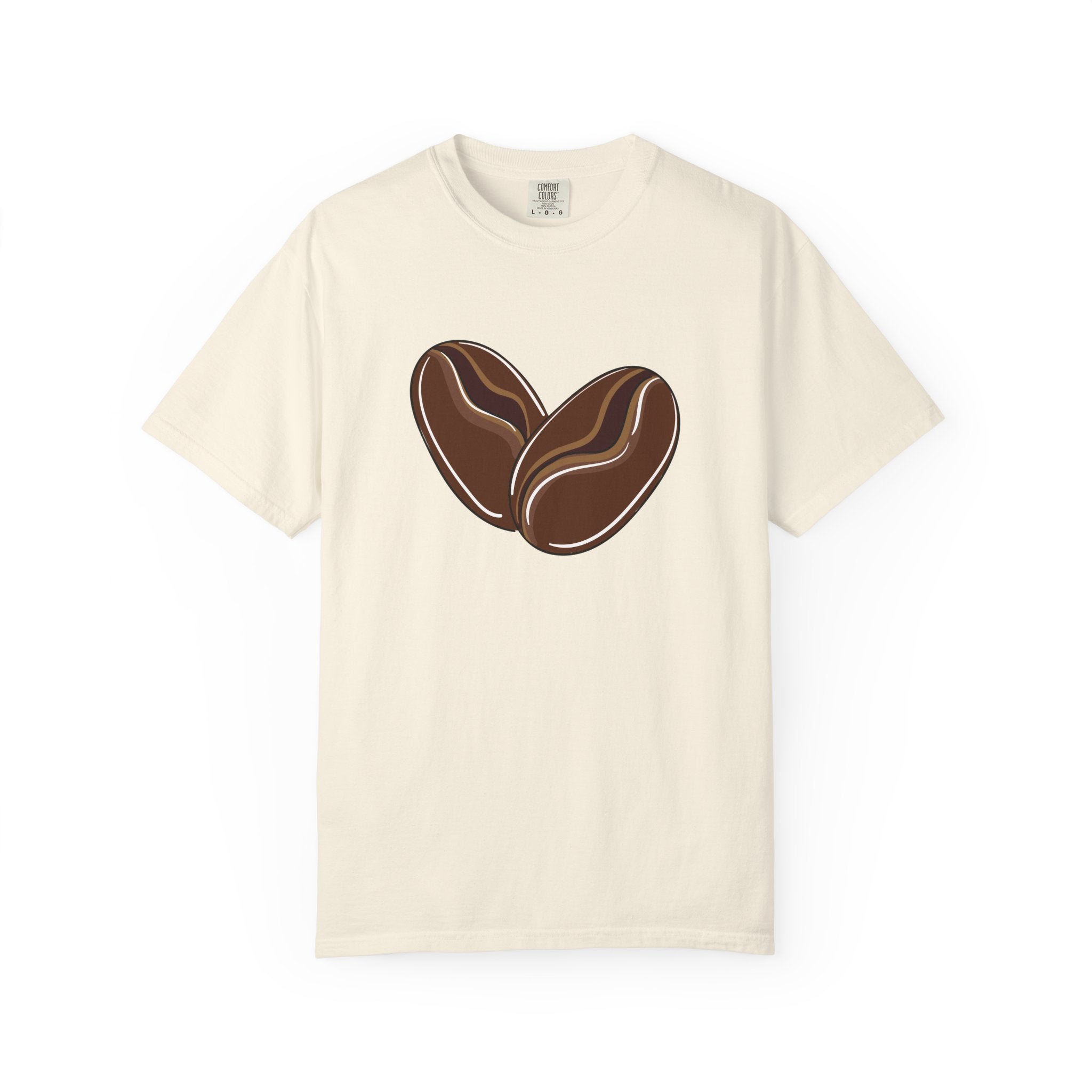 Comfort Colors Coffee Heart Shirt – Minimalist Coffee Bean Tee – Vintage Wash Aesthetic Top – Oversized Barista Gift