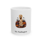 Personalized Saluki dog Halloween mug, 11oz white ceramic, with custom pet name on front
