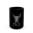 Personalized Cirnechi dell Etna black ceramic coffee mug with custom dog name