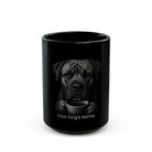 Personalized Boerboel black ceramic coffee mug with custom dog name