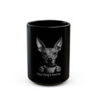 Personalized Mexican Hairless black ceramic coffee mug with custom dog name