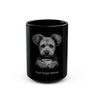 Personalized Pumik black ceramic coffee mug with custom dog name