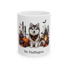 Personalized Pomsky Halloween mug with custom dog name, front product view