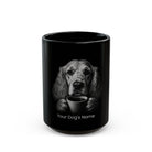 Personalized English Cocker Spaniel black ceramic coffee mug with custom dog name