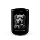 Personalized Afghan Shepherd black ceramic coffee mug with custom dog name