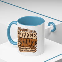 Ceramic Coffee Mug – "Genuine Coffee Slut" Retro Accent (11/15oz)