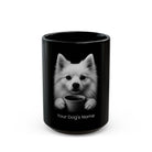 Personalized Toy American Eskimo black ceramic coffee mug with custom dog name