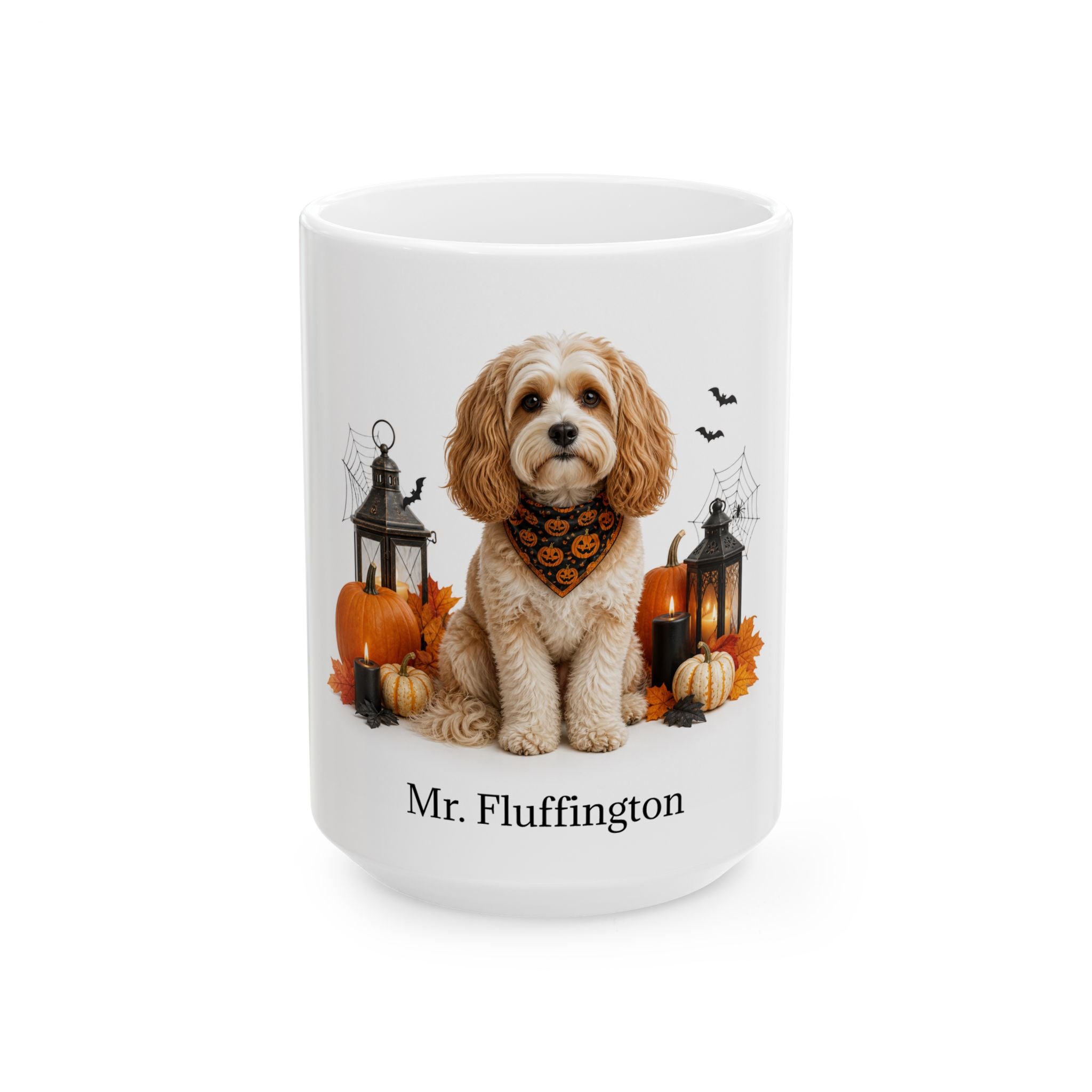 Personalized Cavapoo Dog Mug – Custom Pet Name Halloween Gift