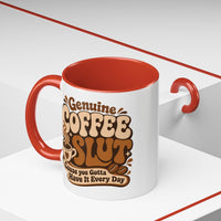 Ceramic Coffee Mug – "Genuine Coffee Slut" Retro Accent (11/15oz)