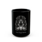 Personalized Bakharwal black ceramic coffee mug with custom dog name