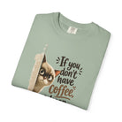 Cat Peeking Coffee Tee — “If You Don’t Have Coffee, Keep Walking” T-Shirt
