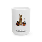 Personalized Berger Picard dog Halloween mug, 11oz white ceramic, with custom pet name on front