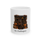 Personalized Havana Brown cat Halloween mug, 11oz white ceramic, with custom pet name on front