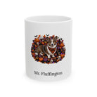Personalized Cardigan Welsh Corgi dog Halloween mug, 15oz white ceramic, with custom pet name on front