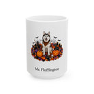 Personalized Siberian Husky dog Halloween mug, 15oz white ceramic, with custom pet name on front