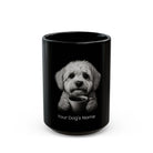 Personalized Maltipoo black ceramic coffee mug with custom dog name
