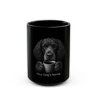 Personalized American Water Spaniel black ceramic coffee mug with custom dog name