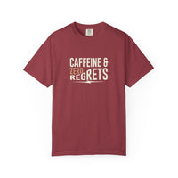 Caffeine & Zero Regrets T-Shirt - Funny Coffee Pun Tee - Sarcastic Barista Shirt - Minimalist Aesthetic Graphic Top - Premium Comfort Colors 1717