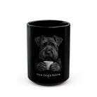 Personalized Bouvier des Flandres black ceramic coffee mug with custom dog name
