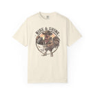 Cream-colored t-shirt featuring a vintage-style graphic of a rooster wearing a cowboy hat.