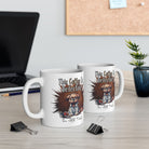 Two white ceramic mugs featuring a grumpy dog illustration and the text This Coffee Is Defective.