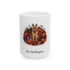 Personalized Chinook dog Halloween mug, 15oz white ceramic, with custom pet name on front