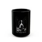 Personalized Karelian Bear Dog black ceramic coffee mug with custom dog name