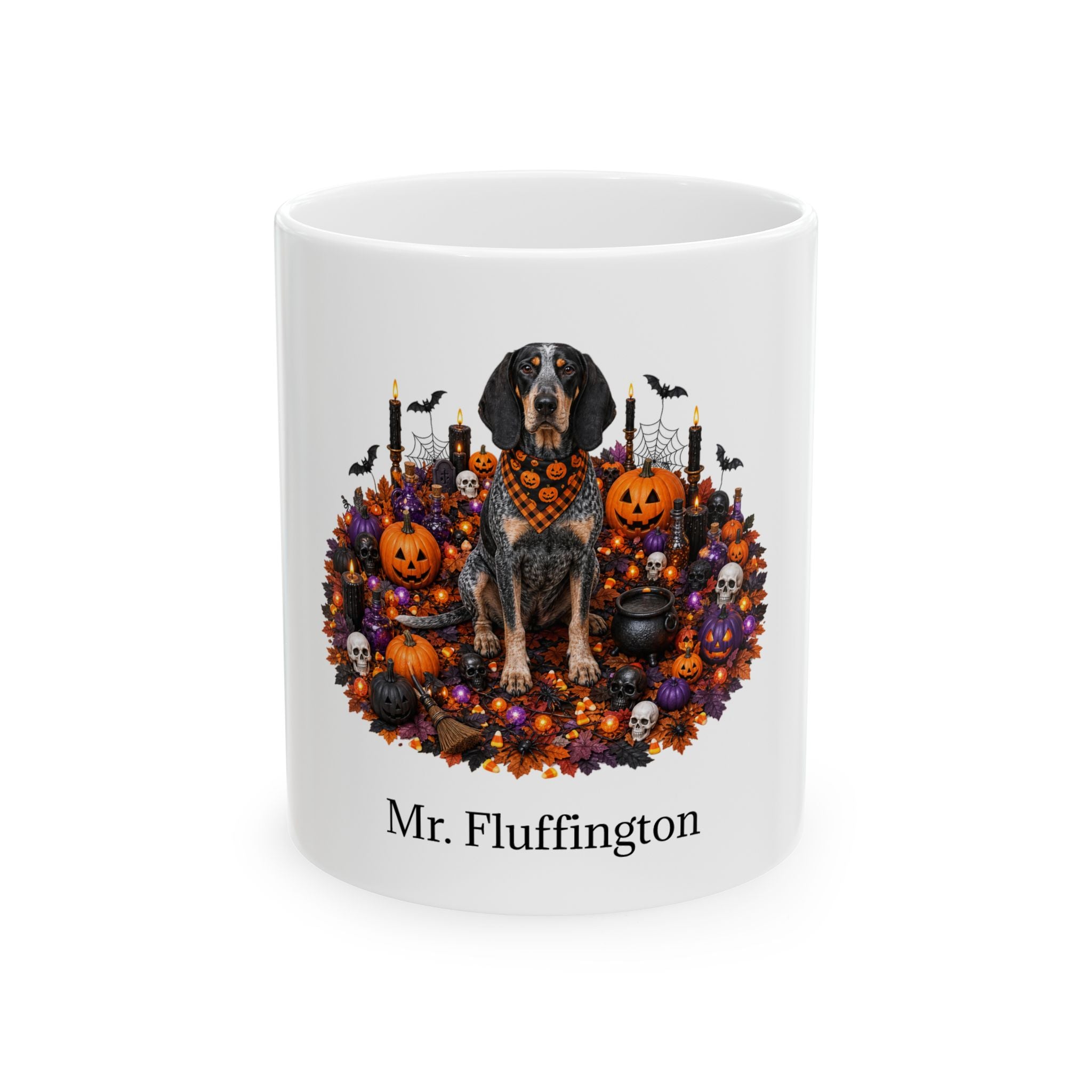 Personalized Bluetick Coonhound Dog Mug – Custom Pet Name Halloween Gift