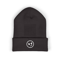 Mocha Mockery Mode Cuffed Beanie - Funny Coffee Lover Winter Hat - Embroidered Knit Skull Cap for Baristas & Caffeine Addicts