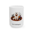 Personalized Great Pyrenees dog Halloween mug, 15oz white ceramic, with custom pet name on front