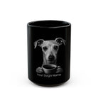 Personalized Italian Greyhound black ceramic coffee mug with custom dog name