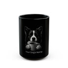Personalized Icelandic Sheepdog black ceramic coffee mug with custom dog name
