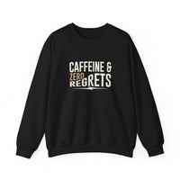 Caffeine & Zero Regrets Funny Coffee Sweatshirt | Gildan 18000 Crewneck