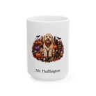 Personalized Cockapoo dog Halloween mug, 15oz white ceramic, with custom pet name on front
