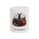 Personalized Xoloitzcuintli dog Halloween mug, 11oz white ceramic, with custom pet name on front